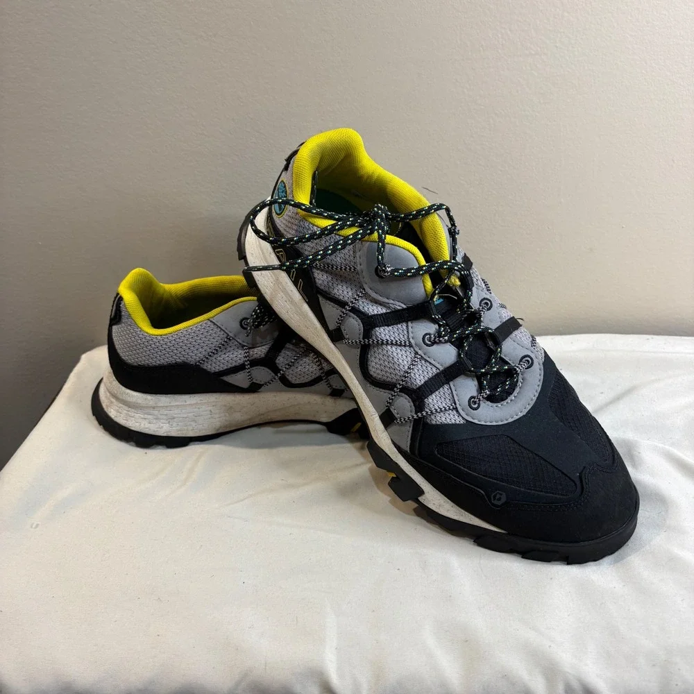 Timberland Trail Hiking Shoes Sneakers  Mens Size 10.5 Black Yellow Gray Lace Up